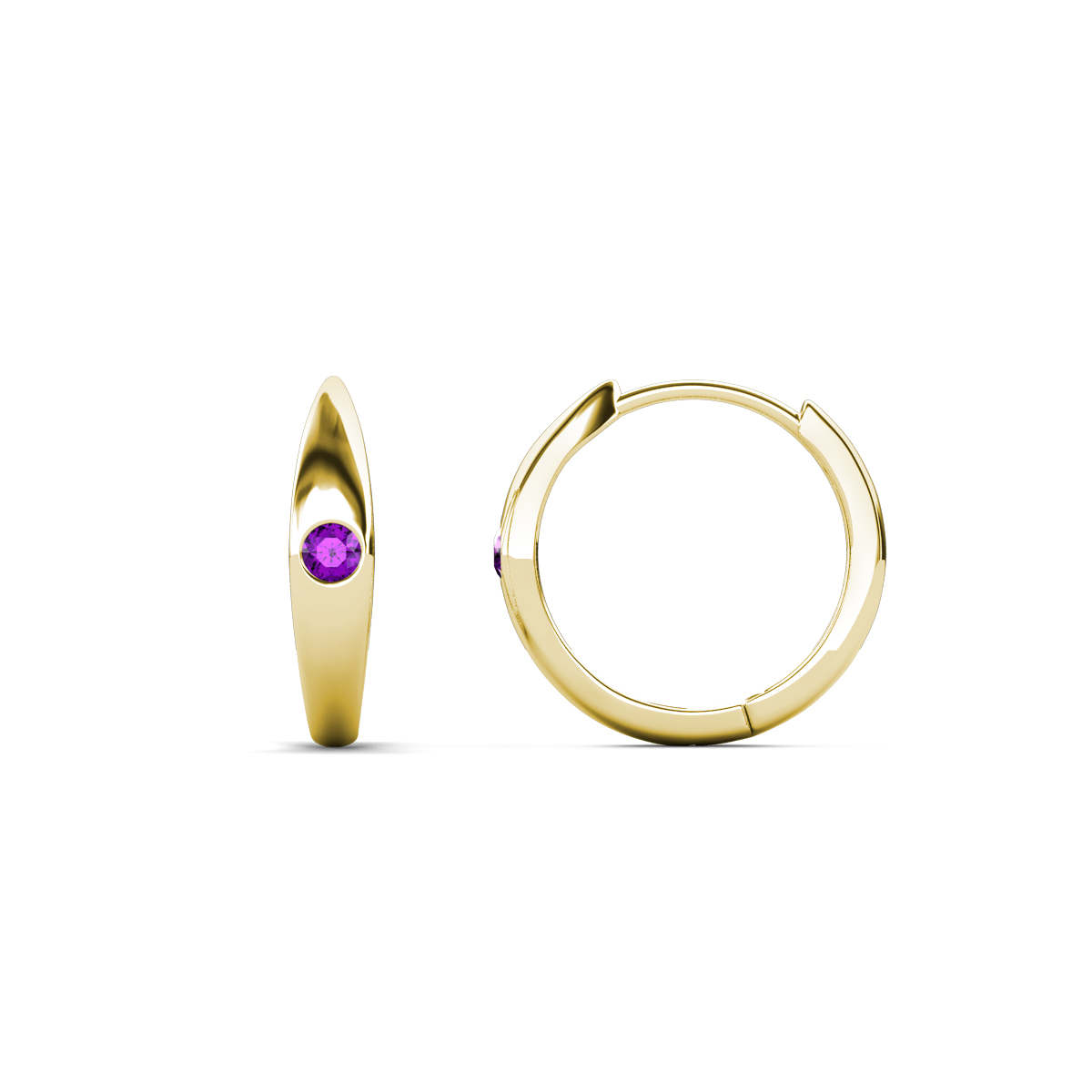 Anissa Amethyst Dome Women Huggie Earrings 